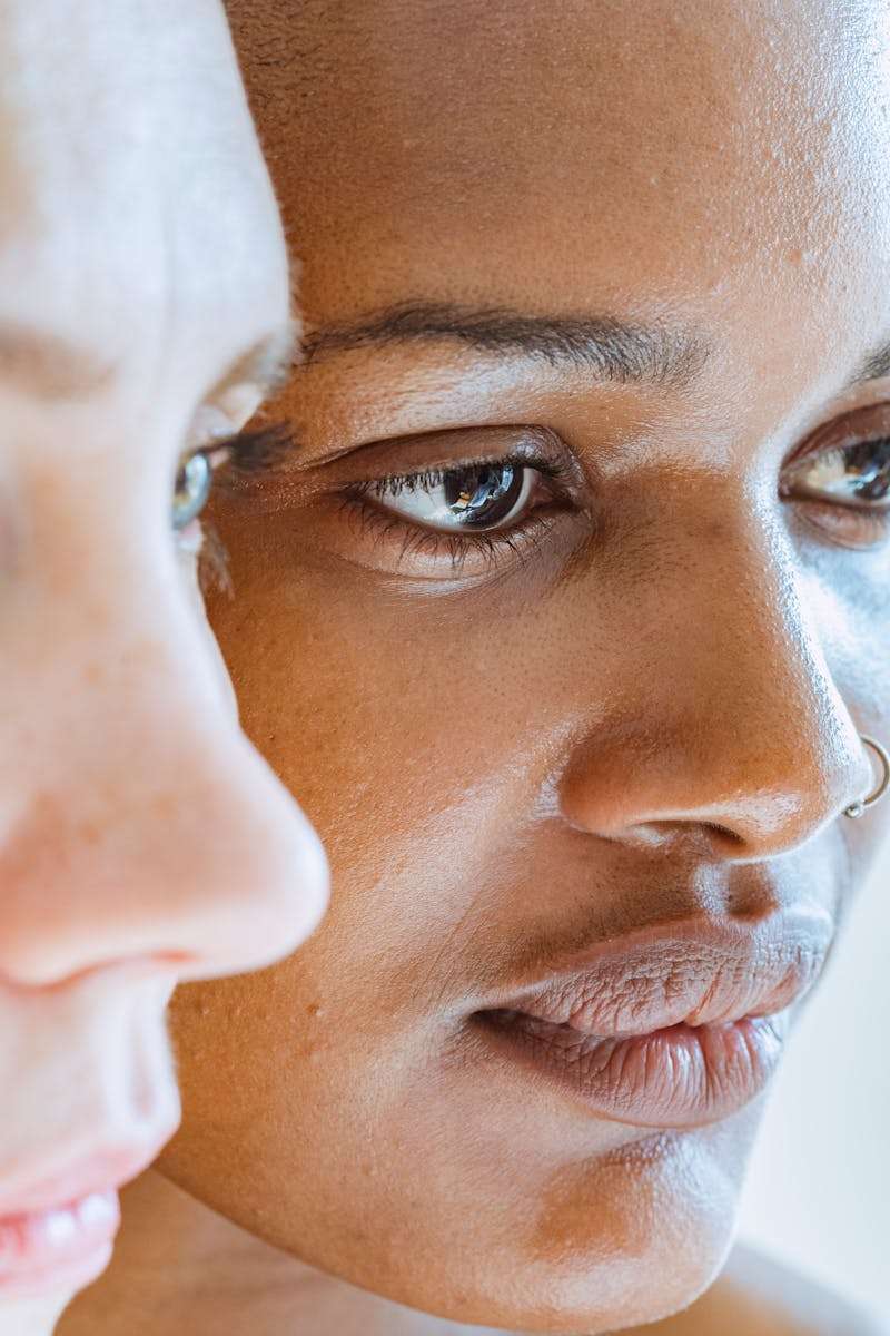 Multiethnic women standing and looking away