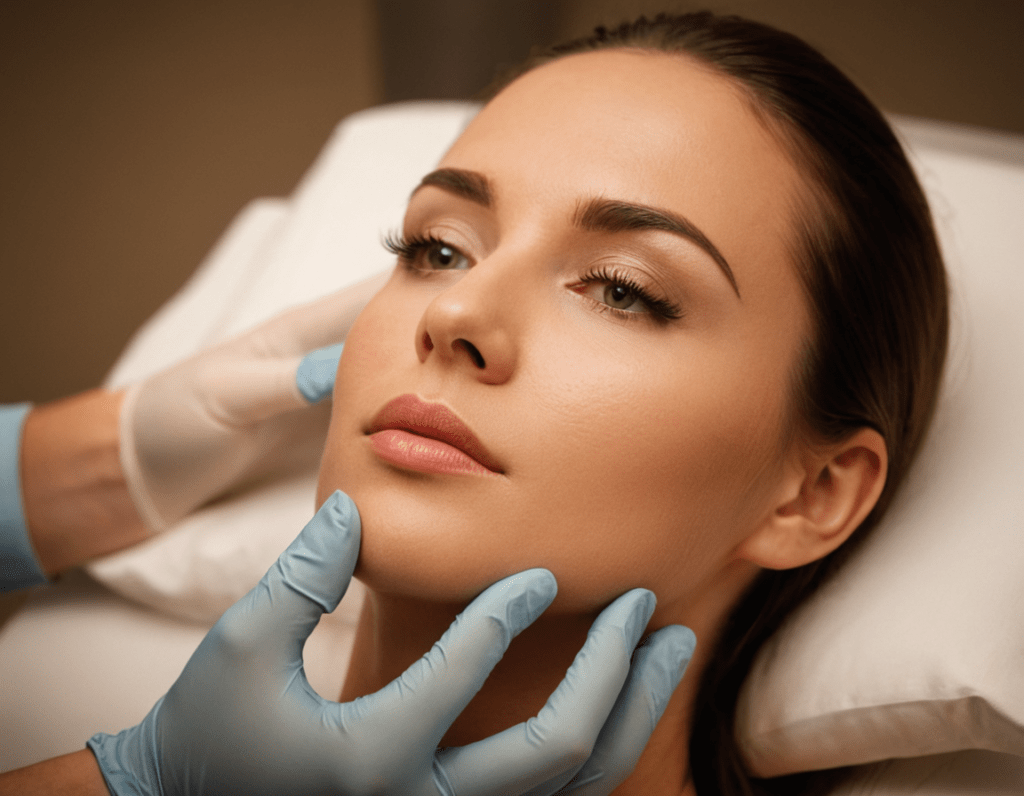 In a sleek, modern clinic setting, under soft ambient lighting, a person with rejuvenated eyes gently opens their eyelids, revealing a refreshed and youthful gaze. The atmosphere exudes tranquility and sophistication, reflecting the transformative effects of eyelid surgery for a youthful and dynamic appearance.