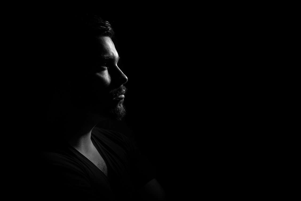 man, portrait, darkness